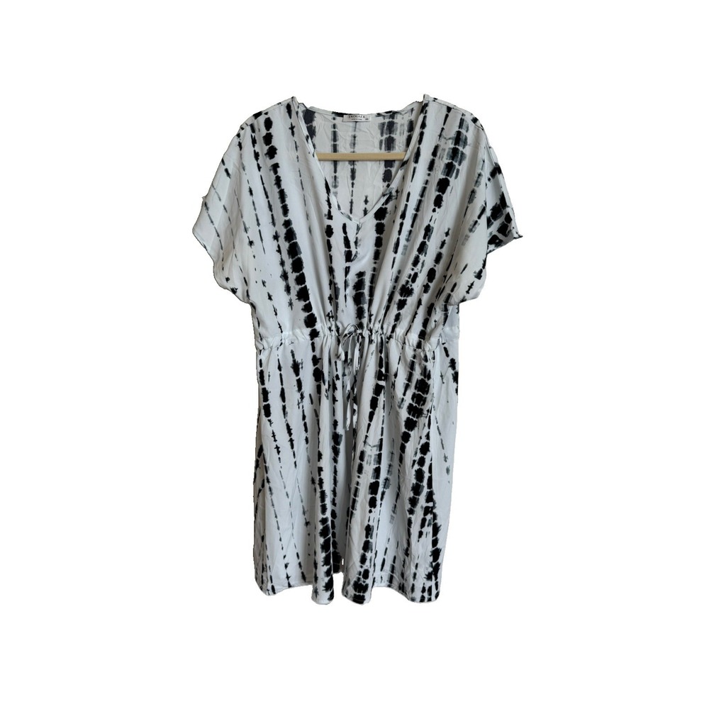 Ekouaer Women’s XXL Swimsuit Cover Up - Beach Dress Drawstring Waist Black White